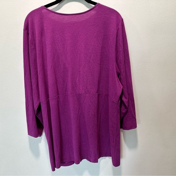 Macys Charter Club Women’s Purple V-Neck 3/4 Sleeve Tunic Modal Blend Size 3X - Picture 5 of 8